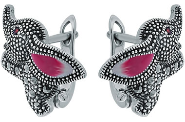 

Серьги из серебра с гранатом/марказитом Марказит HE1020-mr, HE1020-mr