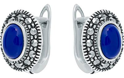 

Серьги из серебра с лазуритом/марказитом Марказит HE327-mr, HE327-mr