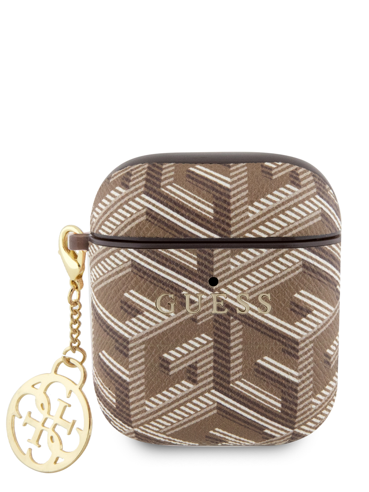 

Чехол Guess для Airpods 1/2 G CUBE из экокожи с подвеской Brown