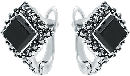 

Серьги из серебра с ониксом/марказитом Марказит HE865-mr, HE865-mr