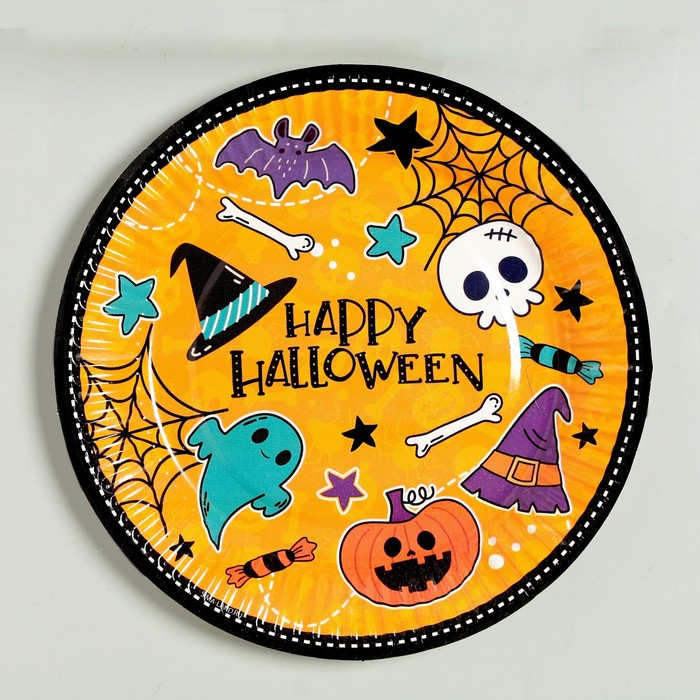 

Тарелка бумажная Happy Halloween, 18 см, набор 6 шт, Разноцветный