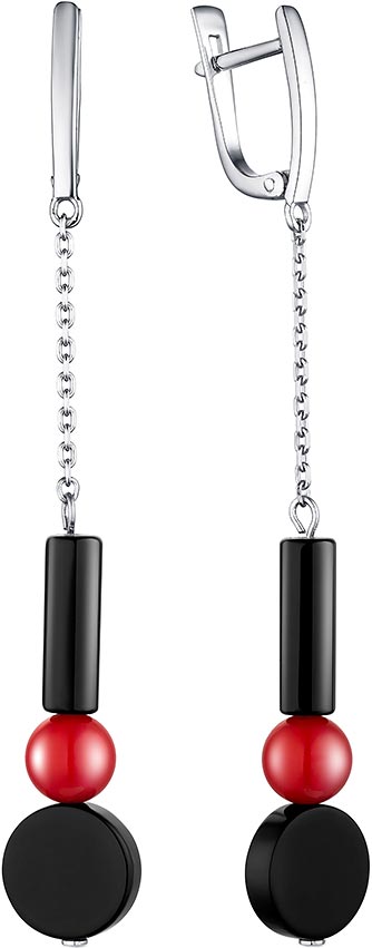

Серьги из серебра с кораллом/ониксом Dewi 901021534-dv, 901021534-dv