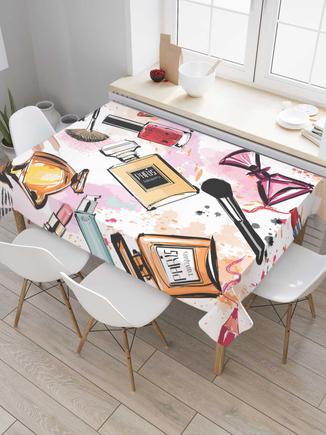 

Скатерть прямоугольная JoyArty "Внутри косметички" из сатена, 180x145 см, Розовый, Внутри косметички