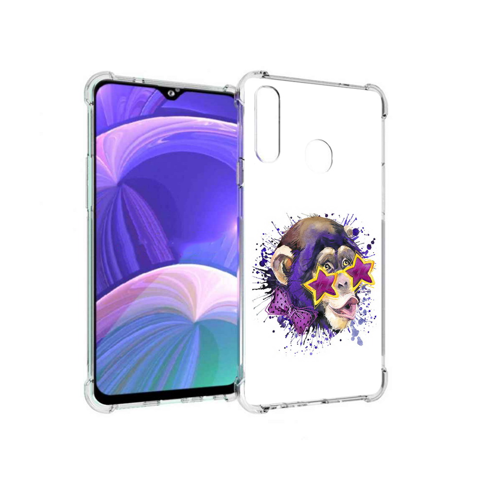 

Чехол MyPads Tocco для Samsung Galaxy A20s обезьяна в очках (PT139755.554.524), Прозрачный, Tocco