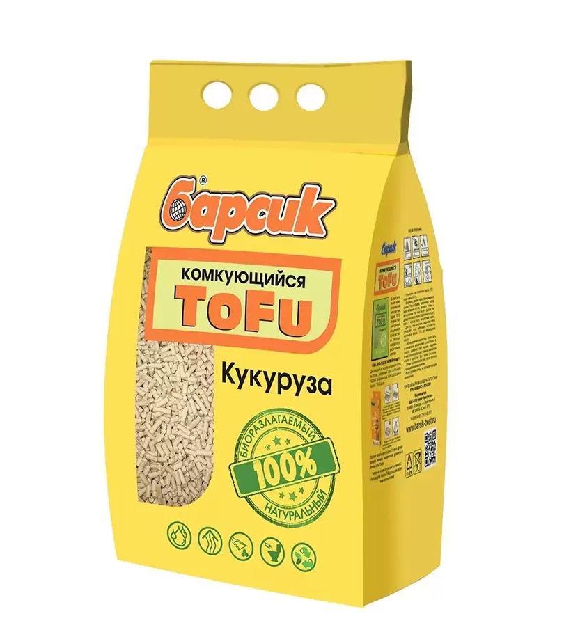 

Наполнитель Барсик Tofu Кукуруза древесный комкующийся, 4 шт по 4,54 л