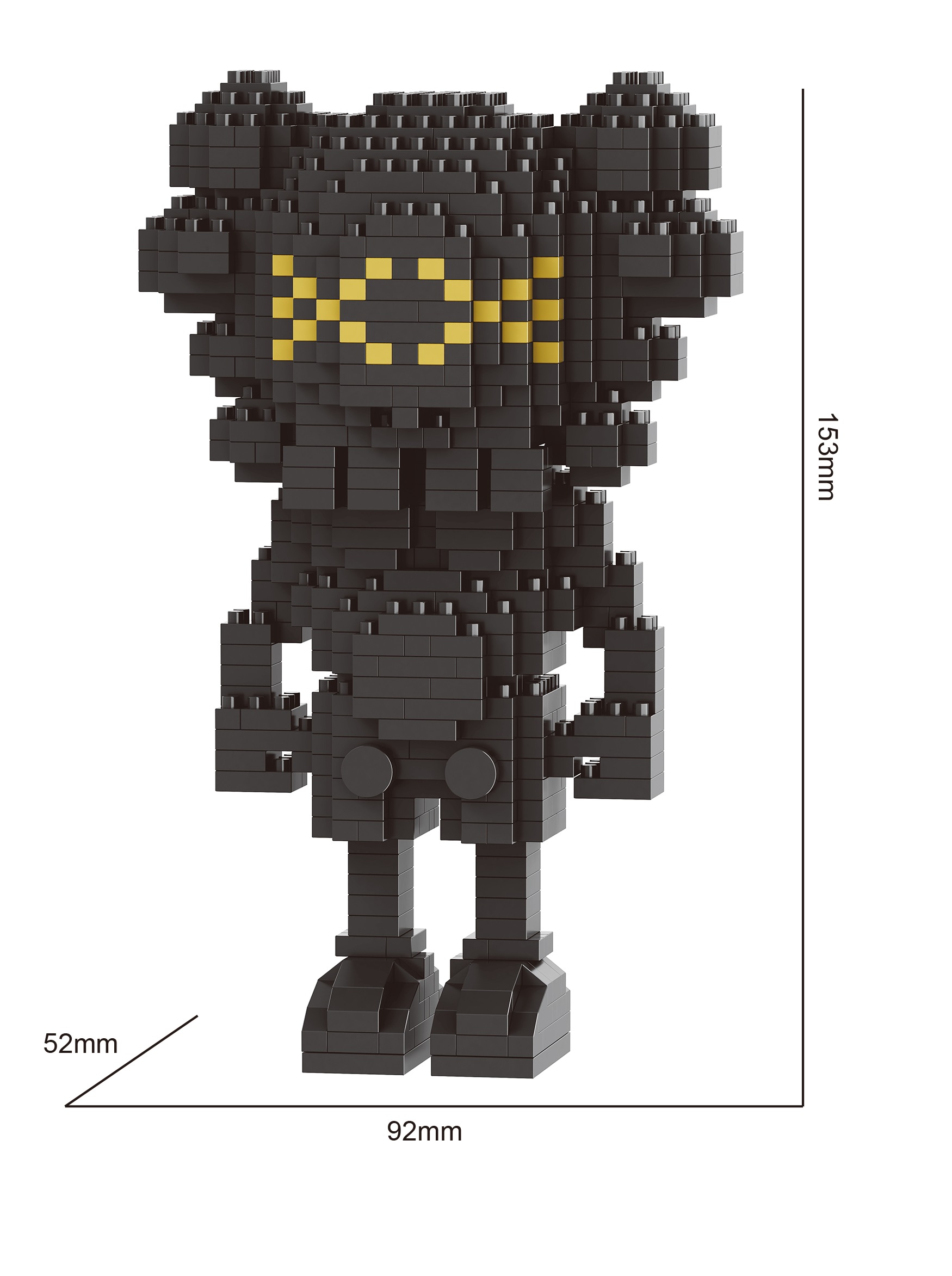 Конструктор 3D из миниблоков Balody Kaws кукла черная 876 элементов - BA16237