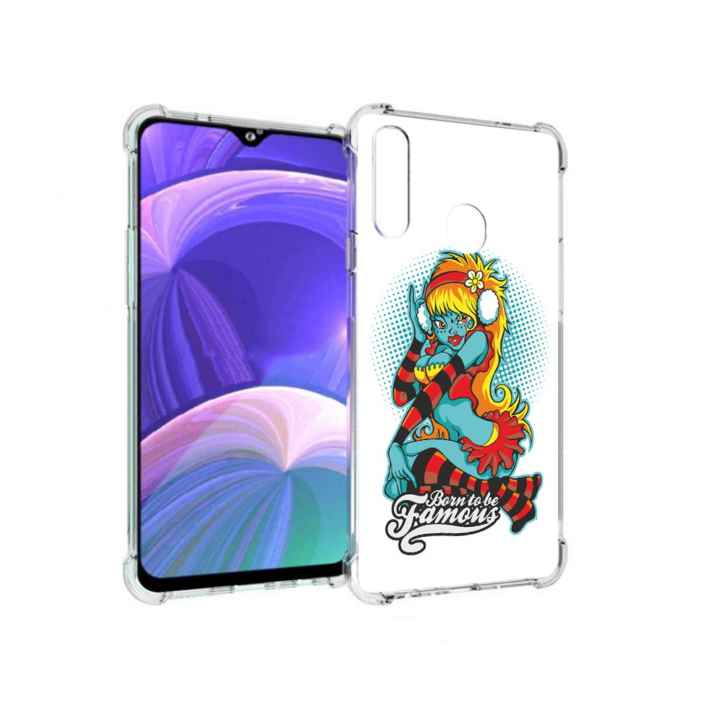 

Чехол MyPads Tocco для Samsung Galaxy A20s нарисованная девушка в наушниках, Прозрачный, Tocco