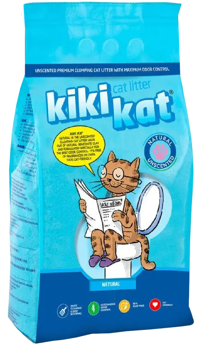 фото Наполнитель для туалета кошек kikikat natural unscented комкующийся без запаха 5 л