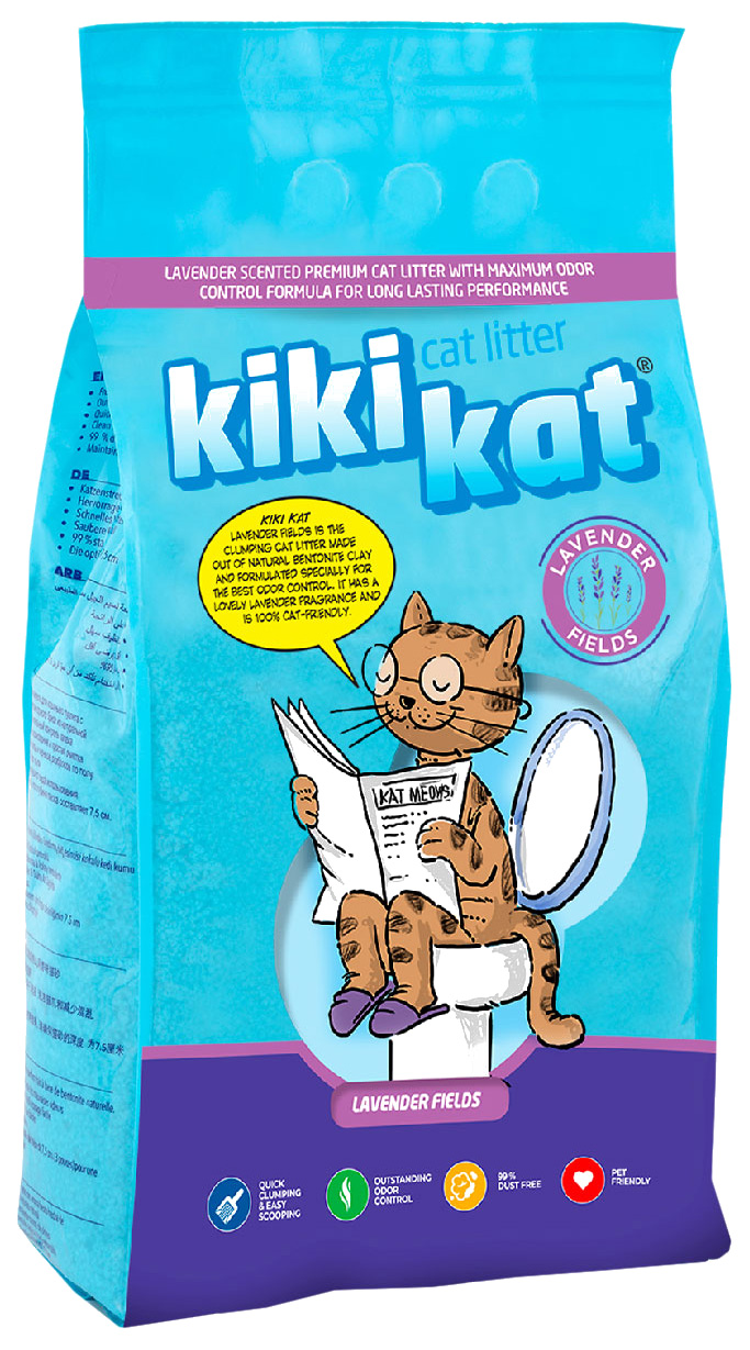 Наполнитель для туалета кошек Kikikat Lavender Fields Супер комкующийся лаванда 10 л