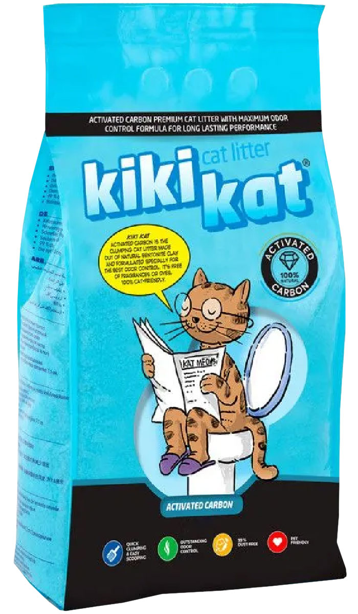 фото Kikikat kikikat activated carbon супер белый наполнитель комкующийся для туалета кошек с а