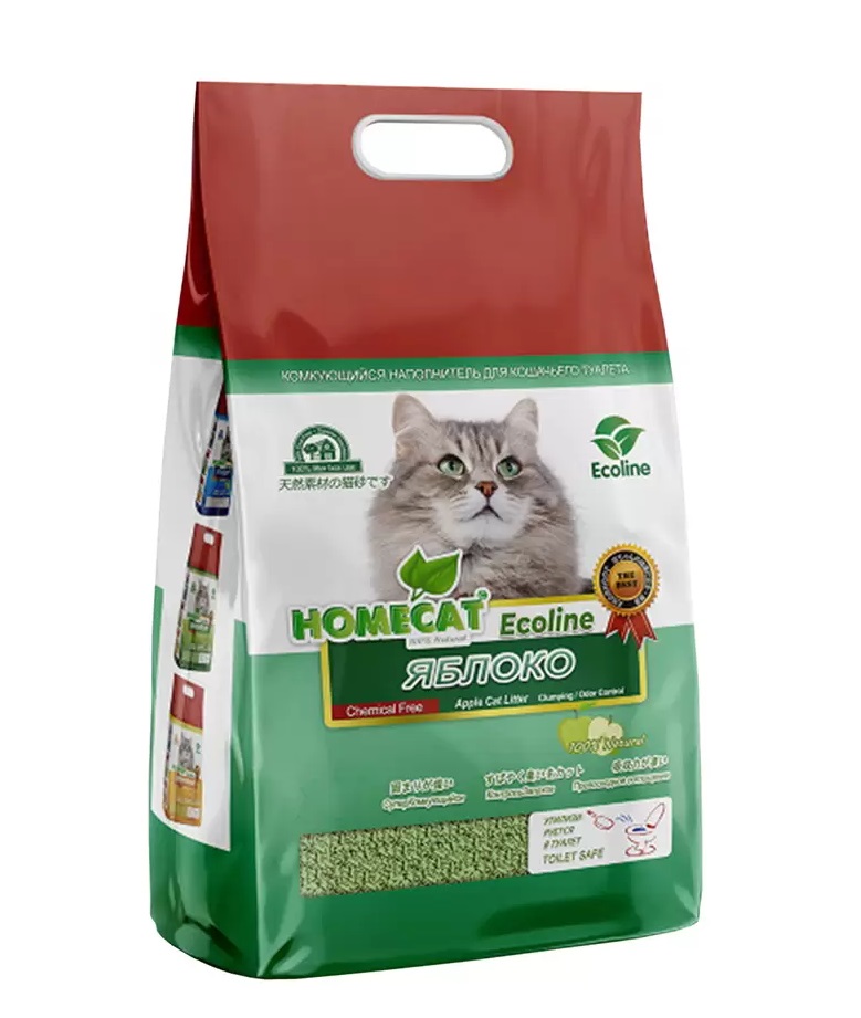 

Комкующийся наполнитель HOMECAT Ecoline кукурузный, яблоко, 4 шт по 6 л