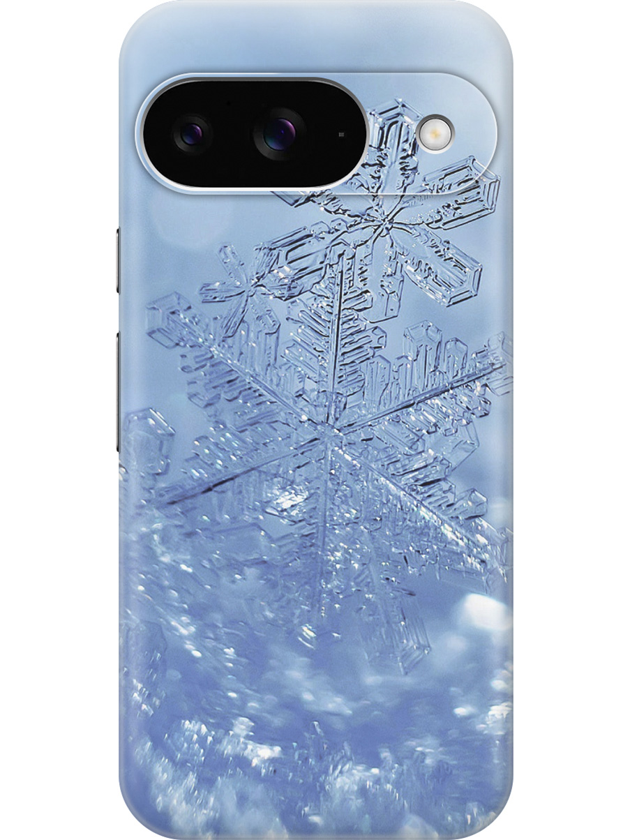

Силиконовый чехол на Google Pixel 9 с принтом "Снежинка на голубом", Прозрачный;голубой;синий, 784809741