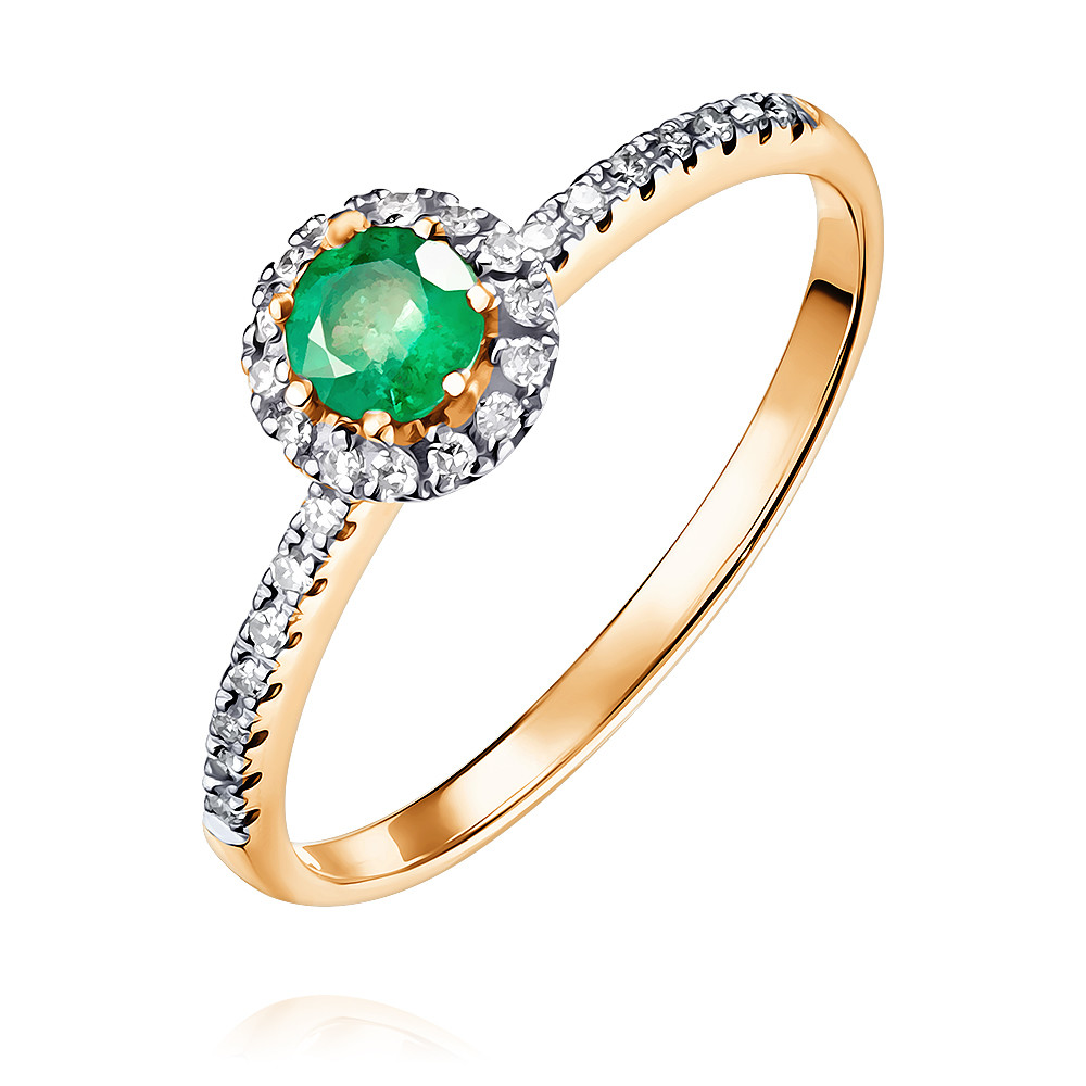 

Кольцо из красного золота с бриллиантом/изумрудом р. 18 ADAMAS 14037889/01-А50Д-433, 14037889/01-А50Д-433