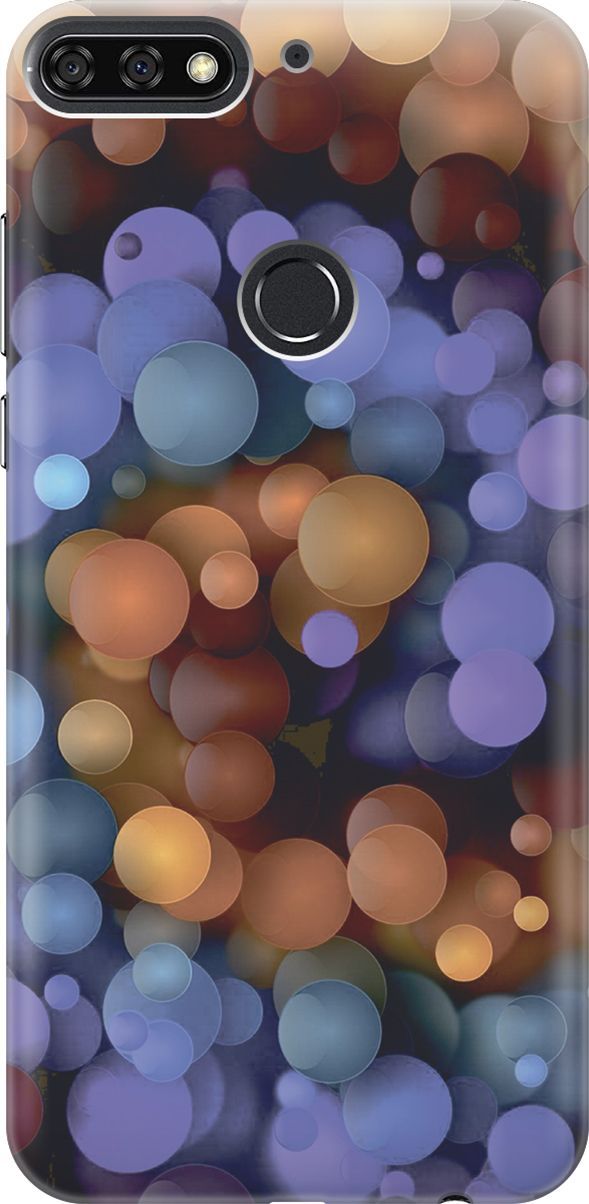 

Чехол на Honor 7C/7A Pro/Huawei Y6 Prime (2018) "Сиренево-оранжевые шарики", Фиолетовый;оранжевый, 6186