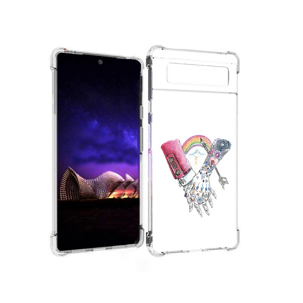 

Чехол MyPads Tocco для Google Pixel 6 абстракция руки в татуировках, Прозрачный, Tocco