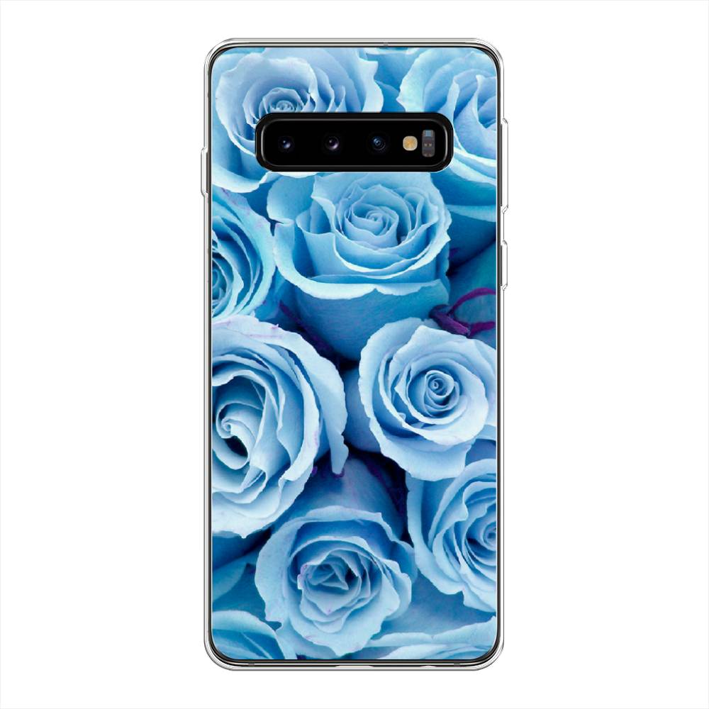 фото Силиконовый чехол "лазурные розы" на samsung galaxy s10 + awog