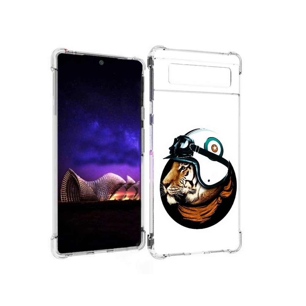 

Чехол MyPads Tocco для Google Pixel 6 Тигр в шлеме, Прозрачный, Tocco