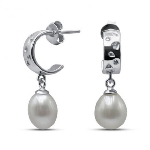 

Серьги подвески из серебра Zlatera 0110, жемчуг культивированный, 0110