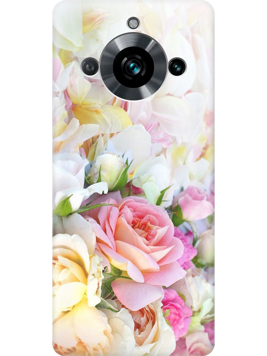 

Силиконовый чехол на Realme 11 Pro/11 Pro+ с принтом "Нежные розы", Прозрачный;белый;желтый;розовый, 771145121