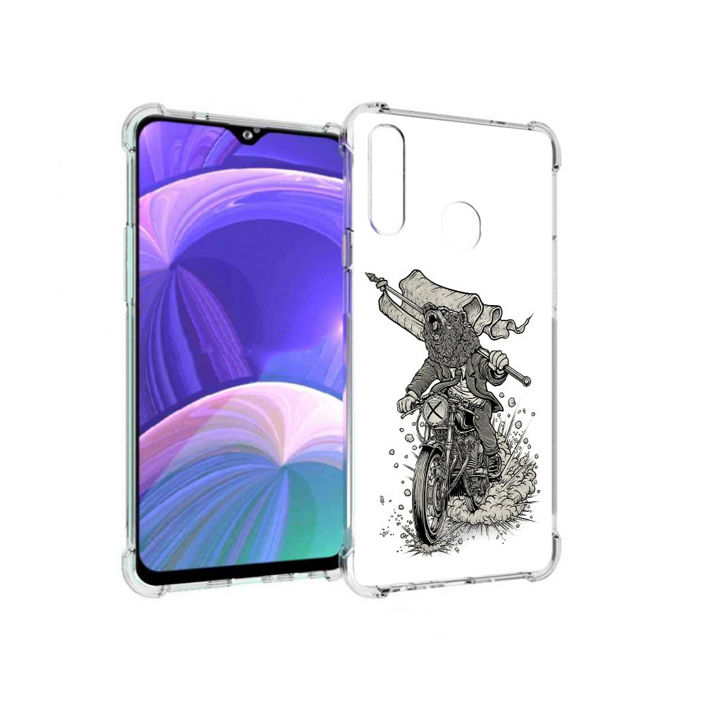 

Чехол MyPads Tocco для Samsung Galaxy A20s медведь на мотоцикле (PT139755.554.467), Прозрачный, Tocco