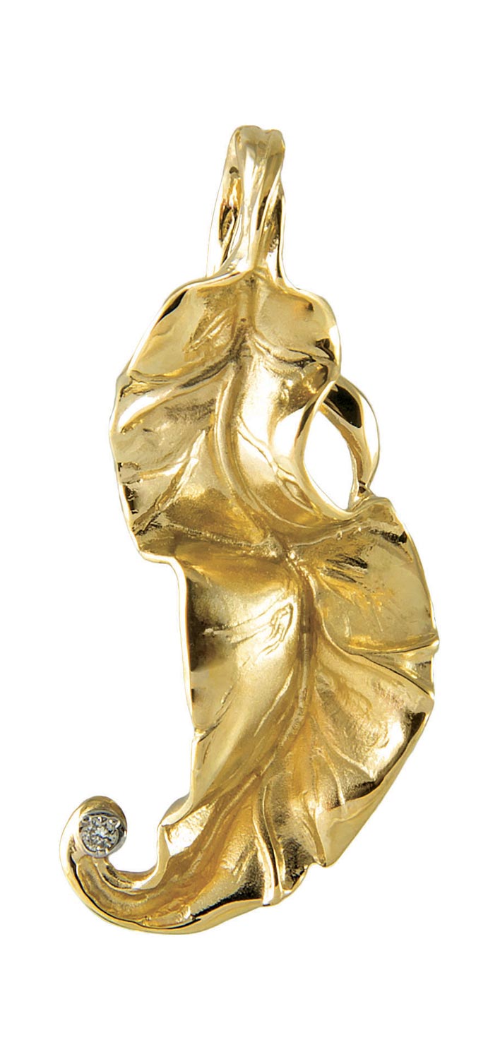 фото Подвеска из желтого золота с бриллиантом альдзена p-14050