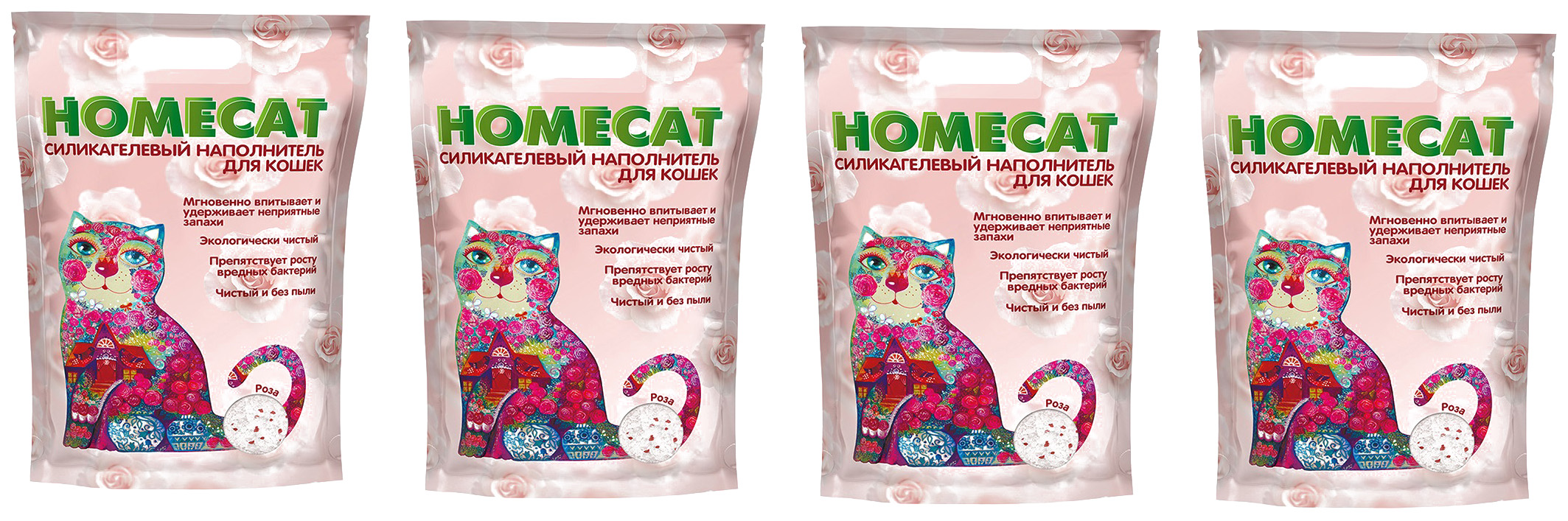 

Наполнитель Homecat Роза силикагелевый, 4 шт по 6 л