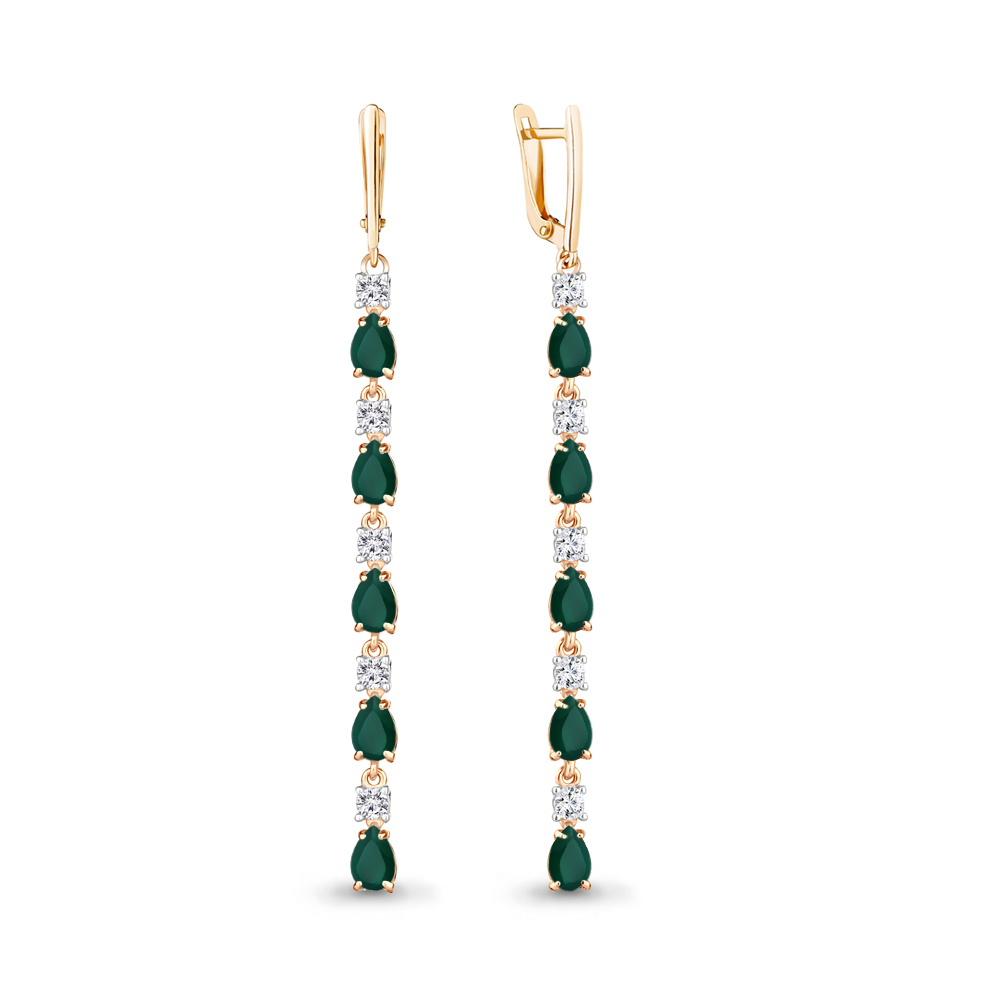 

Серьги подвески из серебра Zlatera 0109, агат/фианит, 0109