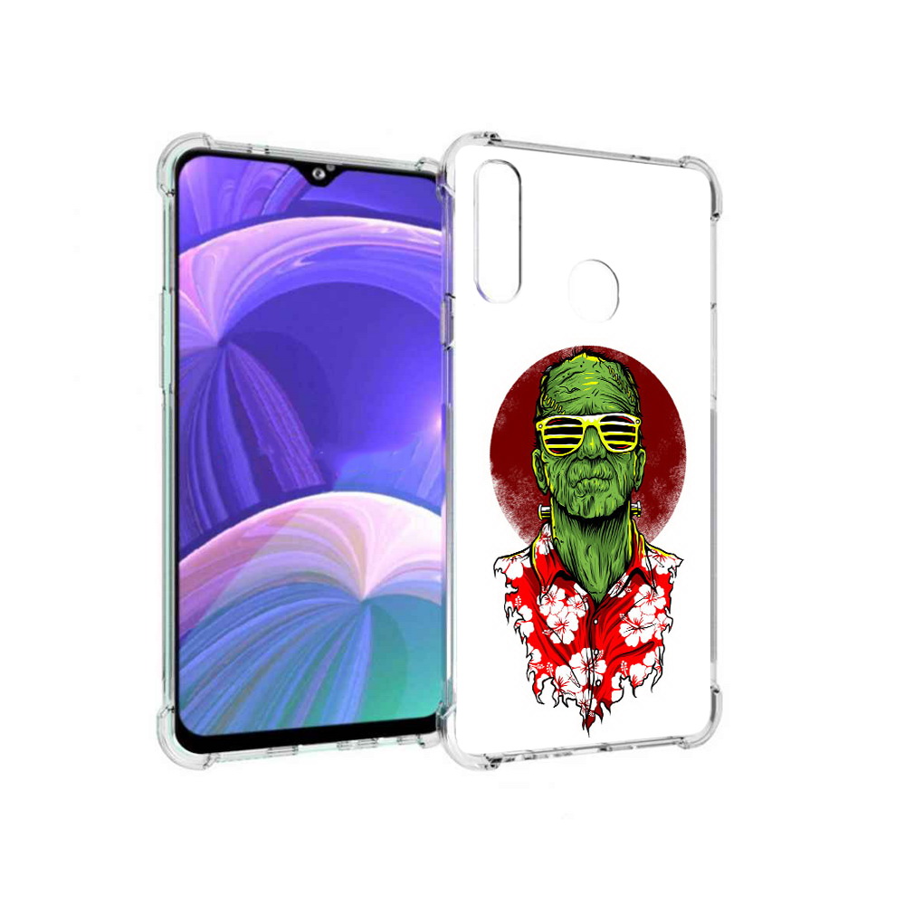 Чехол MyPads Tocco для Samsung Galaxy A20s крутой зеленый мужчина в очках