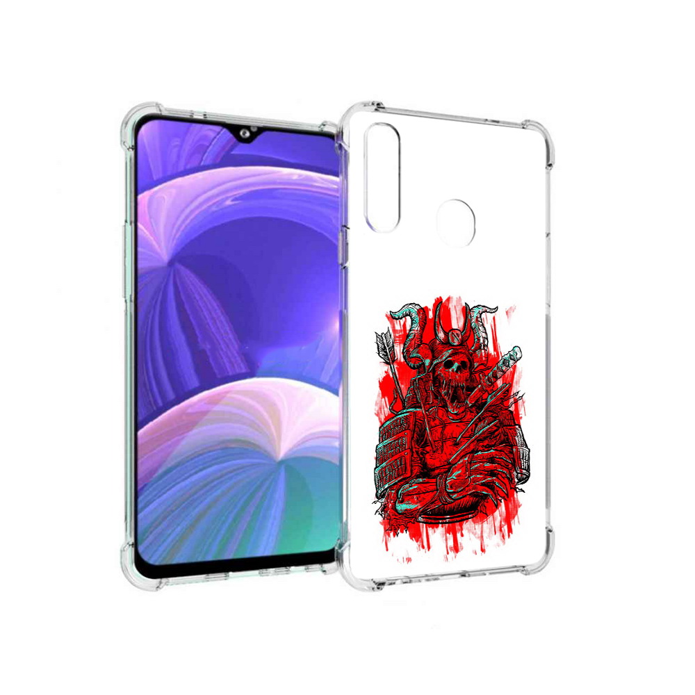 

Чехол MyPads Tocco для Samsung Galaxy A20s красный скелет воин (PT139755.554.413), Прозрачный, Tocco