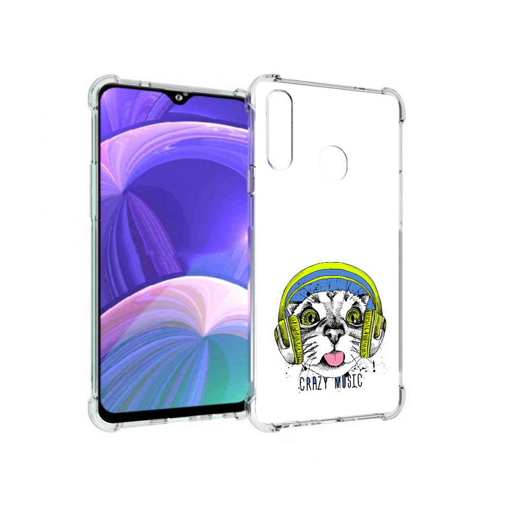 

Чехол MyPads Tocco для Samsung Galaxy A20s кошка в наушниках рисунок (PT139755.554.403), Прозрачный, Tocco