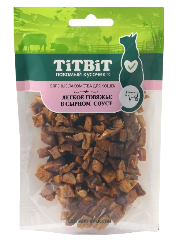 

Лакомство для кошек TiTBiT легкое говяжье в сырном соусе, 2 шт по 25 г