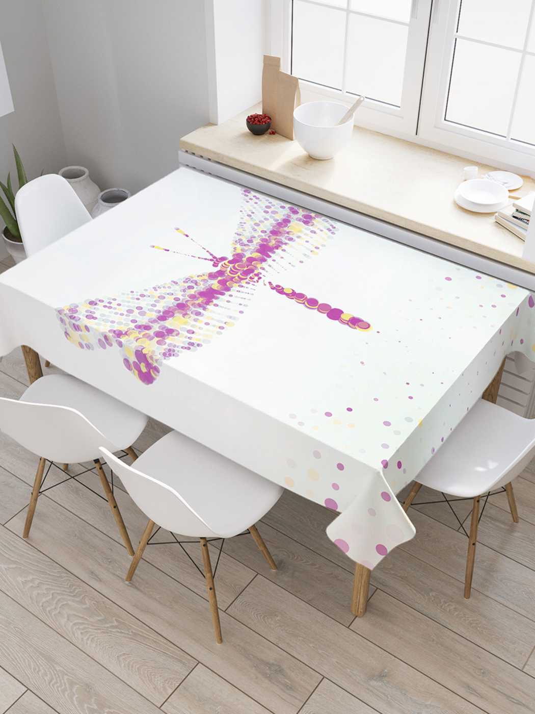 

Скатерть прямоугольная JoyArty "Призрачная стрекоза" из сатена, 180x145 см, Серый, Призрачная стрекоза