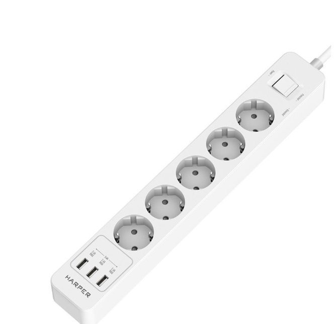 

Сетевой фильтр удлинитель UCH-530 5 розеток USB Type-A 16А э…