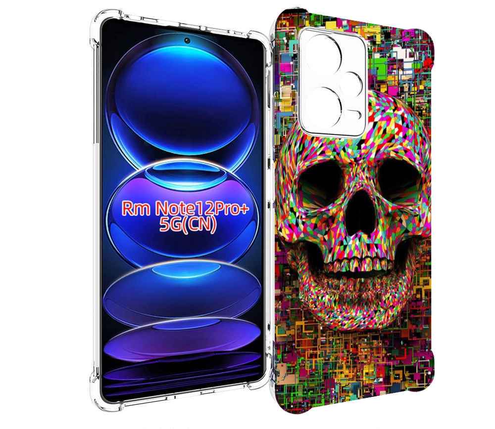 

Чехол MyPads череп красочные цвета для Xiaomi Redmi Note 12 Pro + Plus, Прозрачный, Tocco