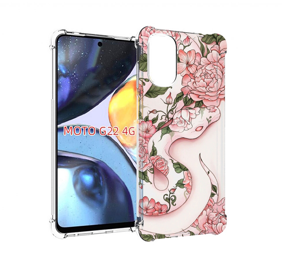 

Чехол MyPads змея-в-розовых-цветах женский для Motorola Moto G22 4G, Прозрачный, Tocco