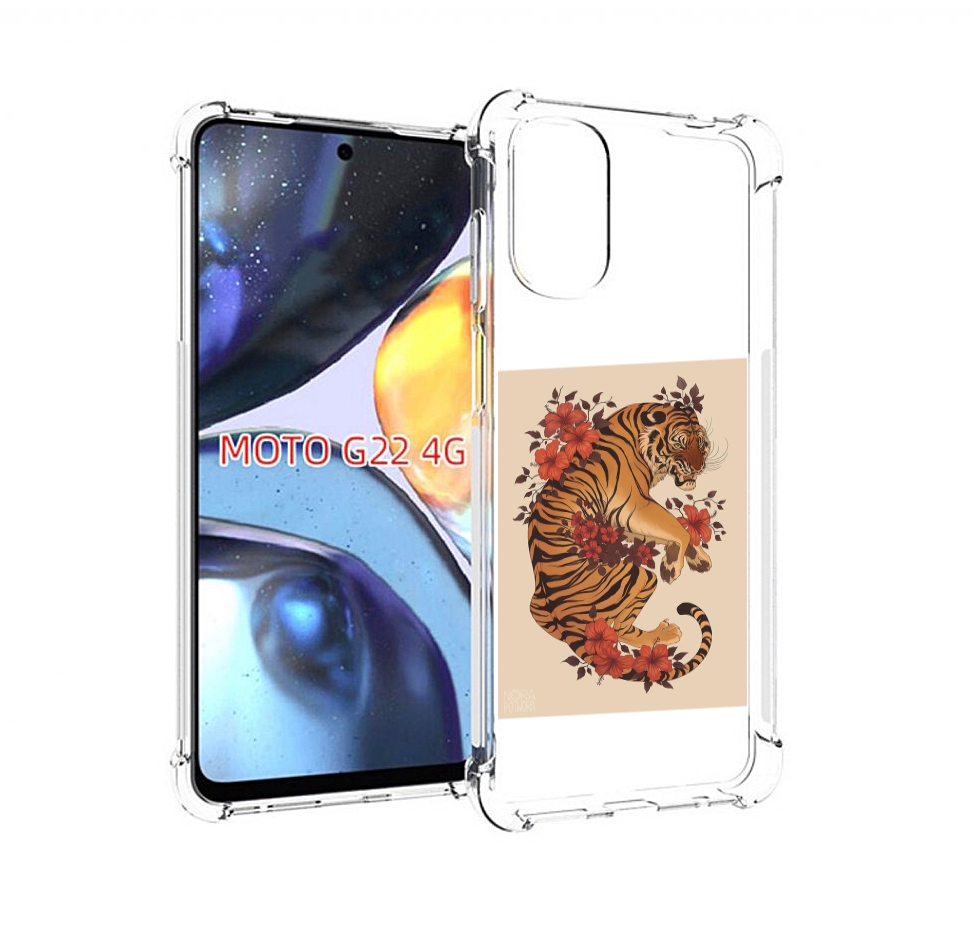 

Чехол MyPads злой-тигр-с-цветами для Motorola Moto G22 4G, Прозрачный, Tocco