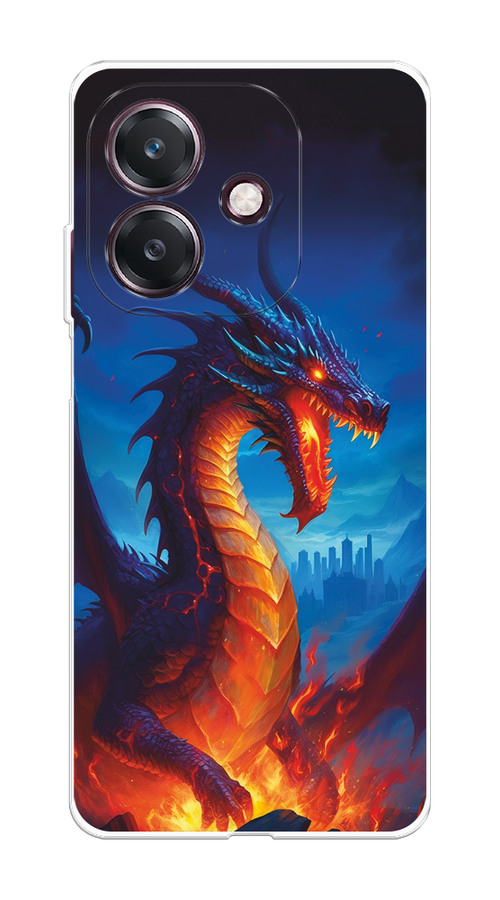 

Чехол на Oppo A3 "Дракон над лавой", Оранжевый;коричневый;синий, 2518650-1