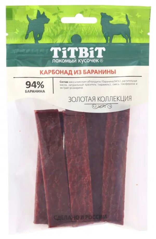 

Лакомство для собак TiTBiT Золотая коллекция Карбонад из баранины, 5 шт по 70г