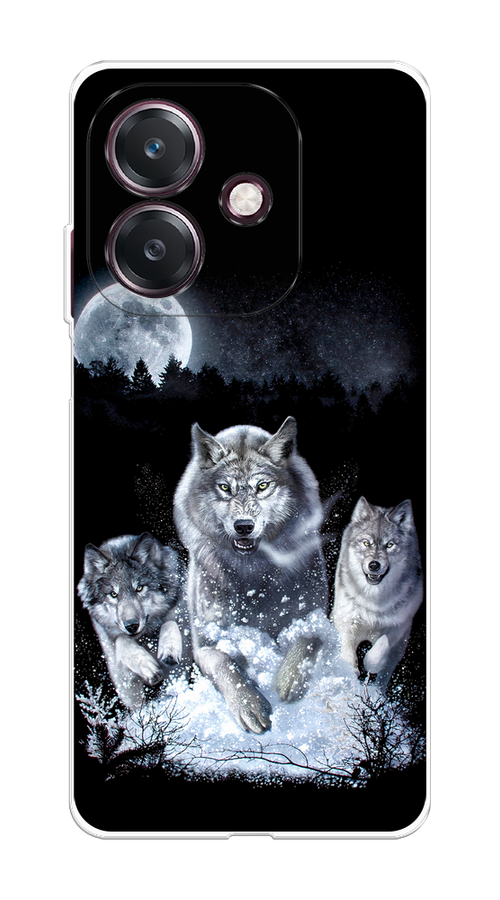 

Чехол на Oppo A3 "Стая волков под луной", Черный;белый;серый, 2518650-1