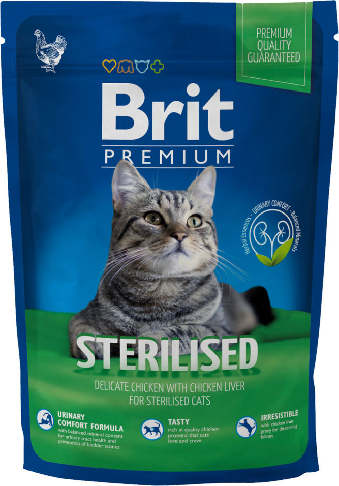 фото Сухой корм для кошек brit brit premium sterilised, курица, 0.4кг