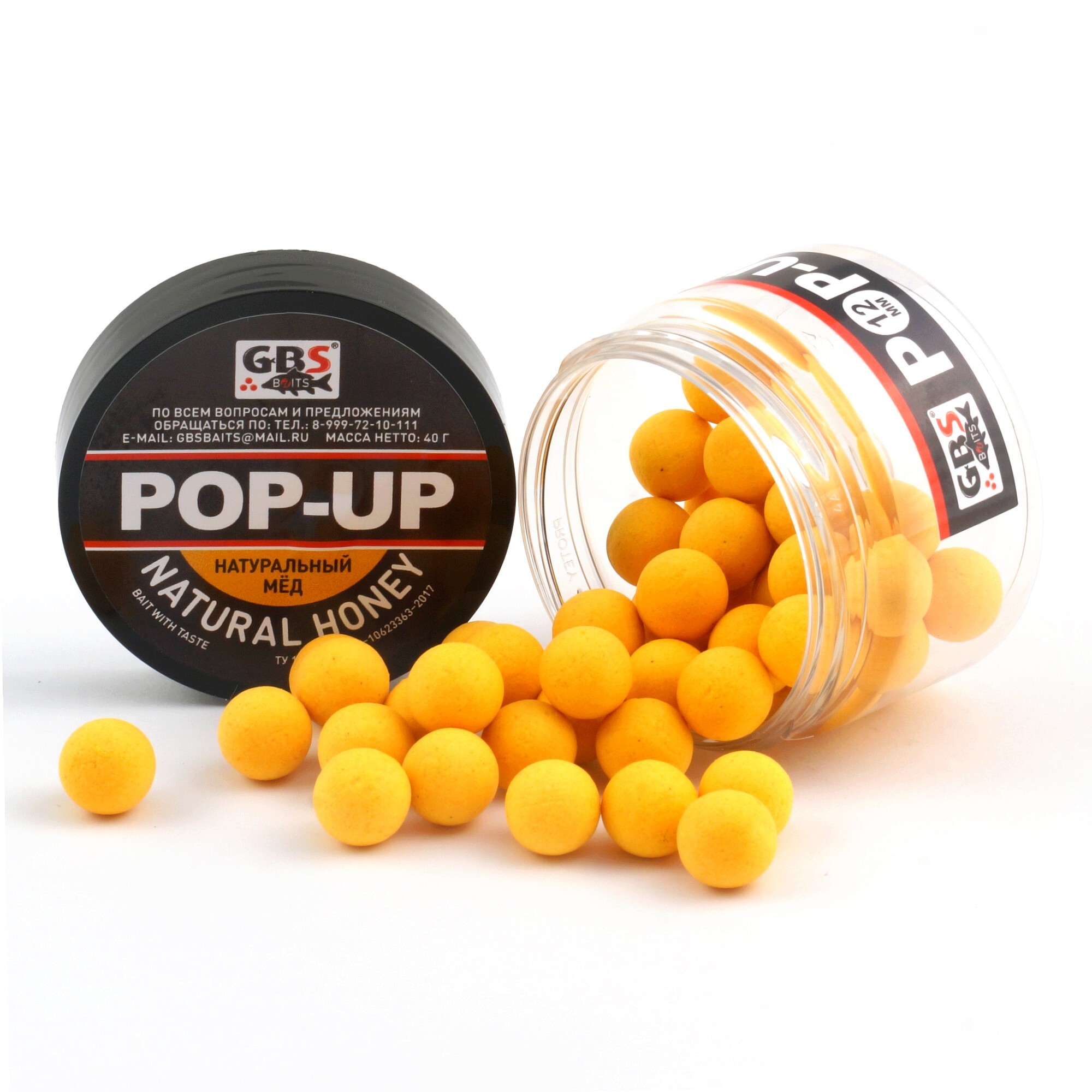 

Бойлы GBS плавающие, 12 мм, 40 г (банка) NATURAL HONEY k360gbs-020, POP-UP Natural Honey