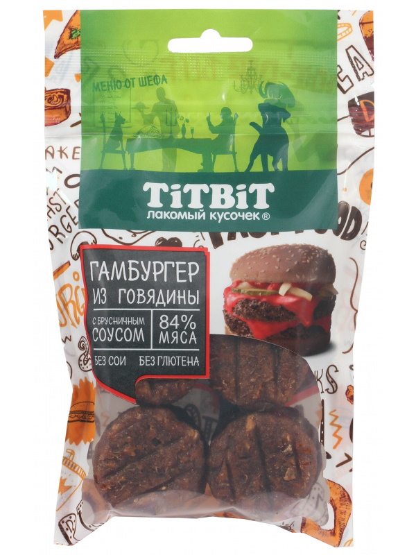 фото Лакомство для собак titbit, гамбургер, мясо, 120 г