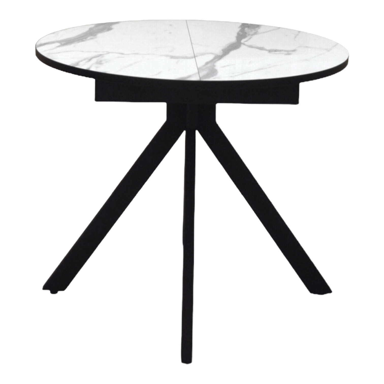 

Стол обеденный круглый Раздвижной кухонный лофт, 90х90х75 см, Стелла белый мрамор глянец подстолье черное
