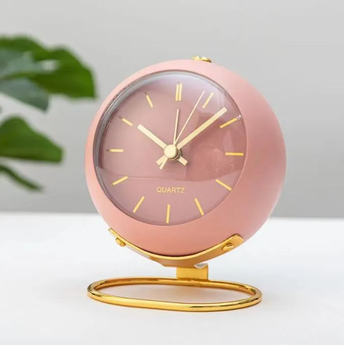 Настольные часы XILUN будильник ретро розовый