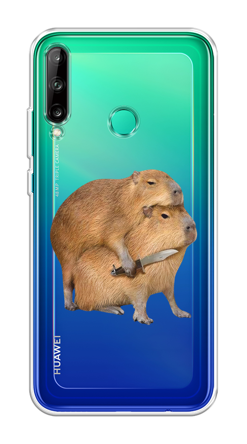 

Чехол на Honor 9C/Huawei P40 Lite E/Y7p "Капибара с ножом", Бежевый, 612550-1