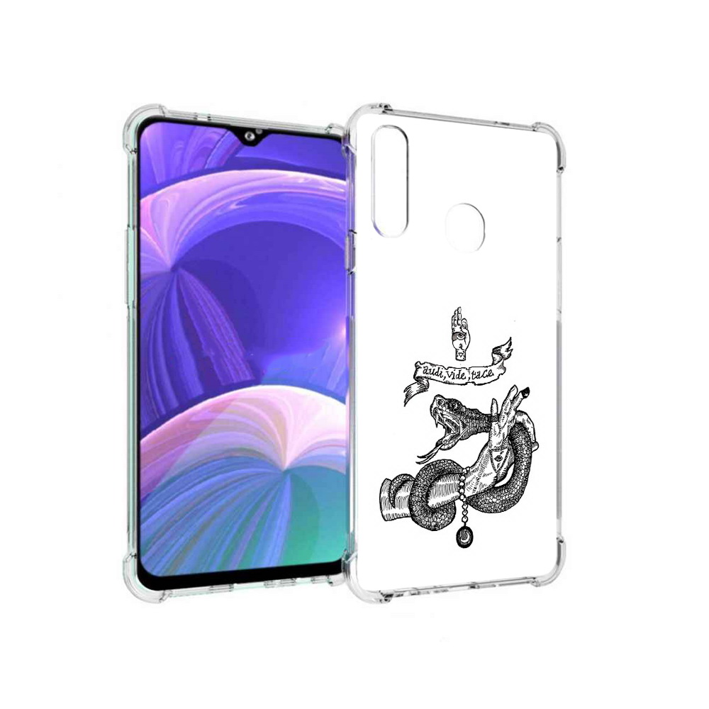

Чехол MyPads Tocco для Samsung Galaxy A20s змея на руке рисунок (PT139755.554.366), Прозрачный, Tocco