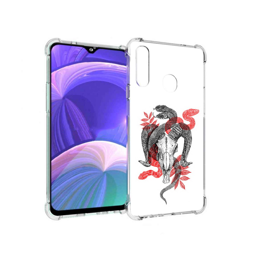 

Чехол MyPads Tocco для Samsung Galaxy A20s змея в черепе рисунок (PT139755.554.365), Прозрачный, Tocco