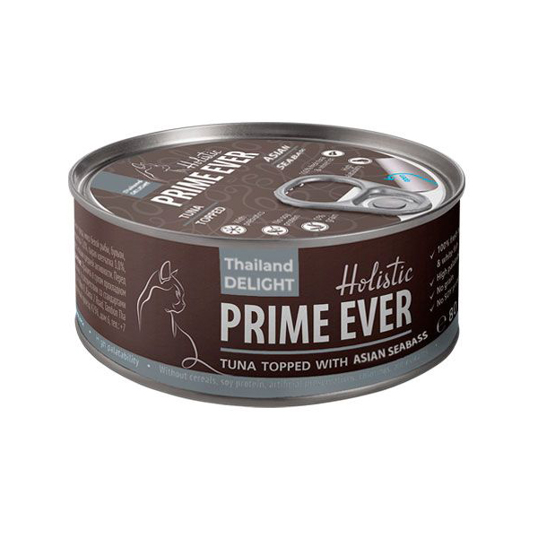 Консервы для кошек и котят Prime Ever Delight, тунец и сибас, 24шт по 80г