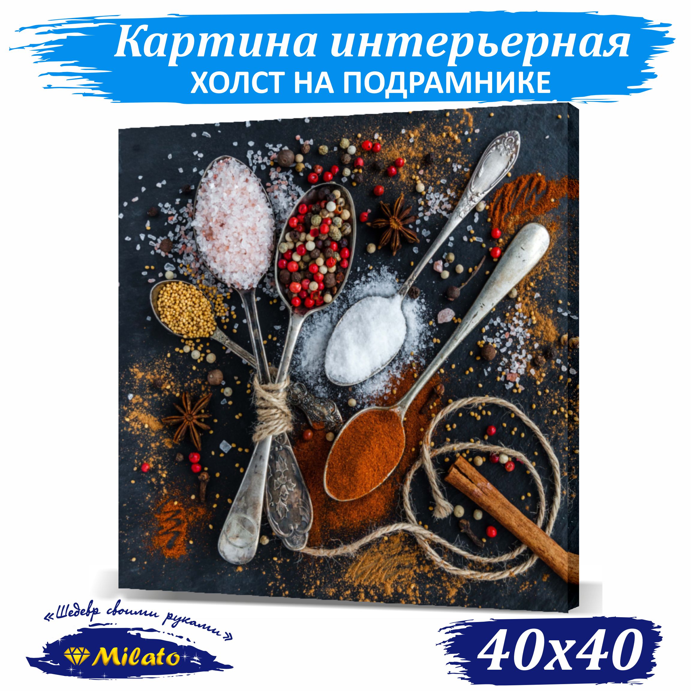 

Картина интерьерная на холсте Milato Пряная композиция IP44-12 40x40см, Пряная композиция