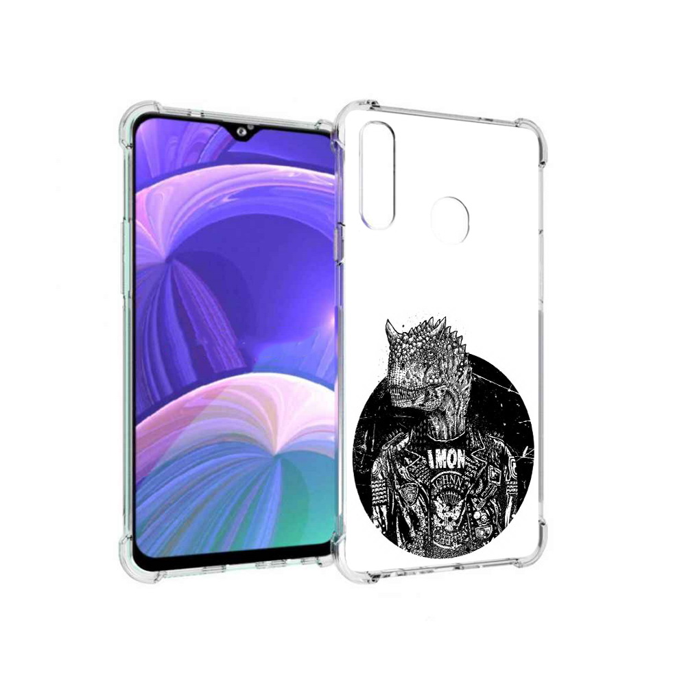 

Чехол MyPads Tocco для Samsung Galaxy A20s динозавр в куртке (PT139755.554.328), Прозрачный, Tocco